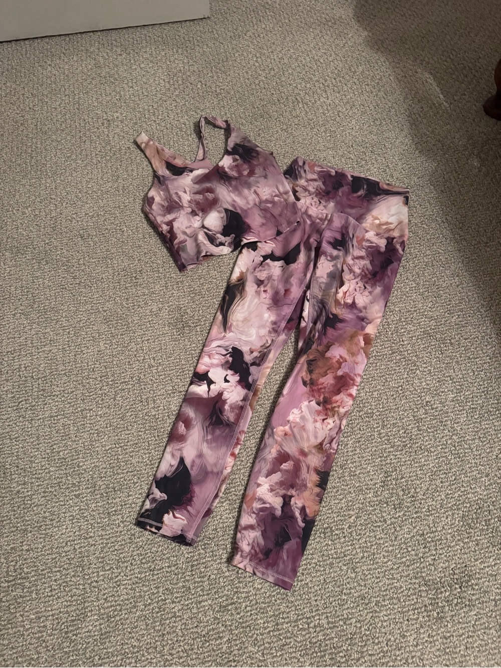 RBX Lavender and Pink Marble-Print Leggings Set